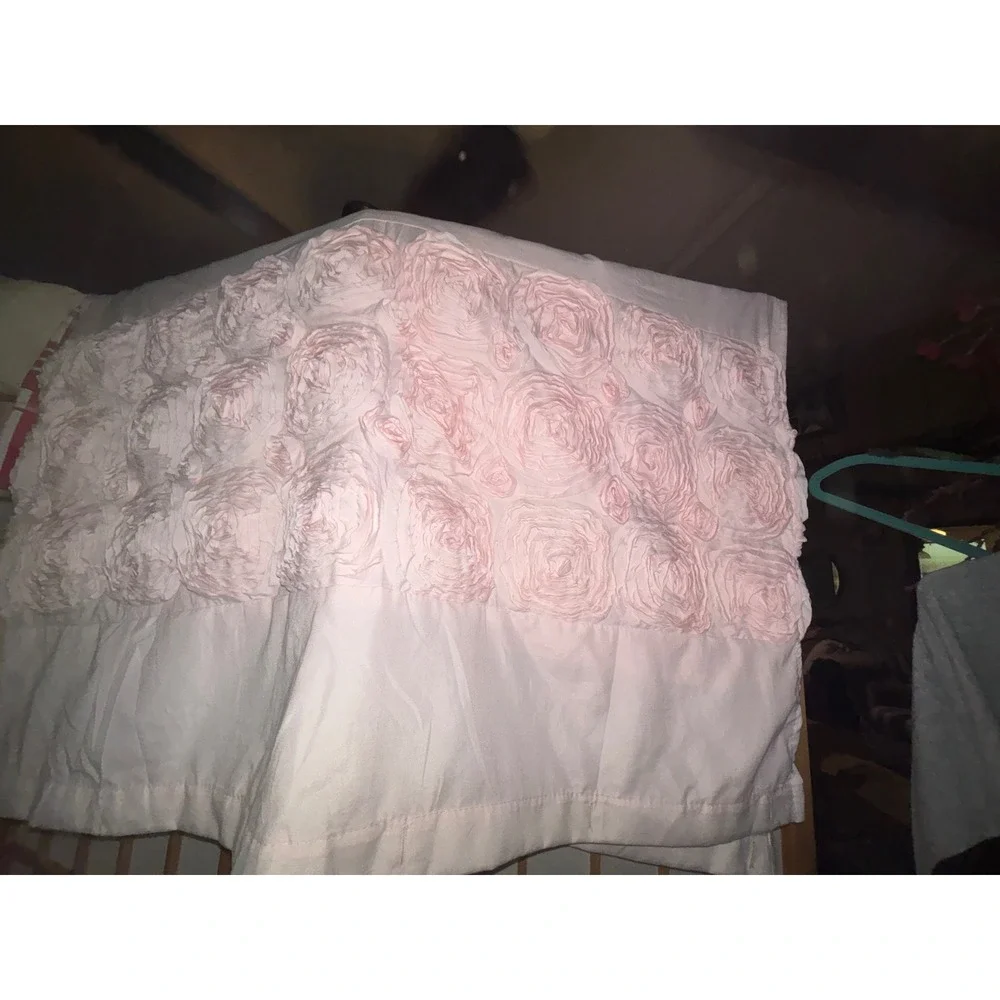 Riverdale Shower Curtain Blush Pink 3D Rosette Floral Romantic Shabby Chic